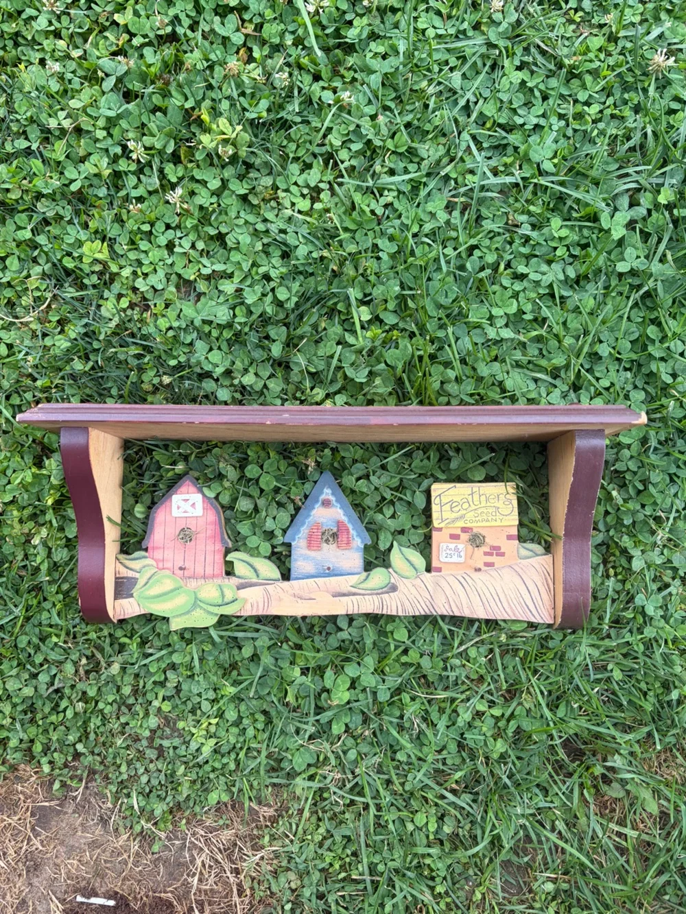 Vintage Wood Bird Houses Wall Shelf Handmade  Birds Country Boho Decor  16”
